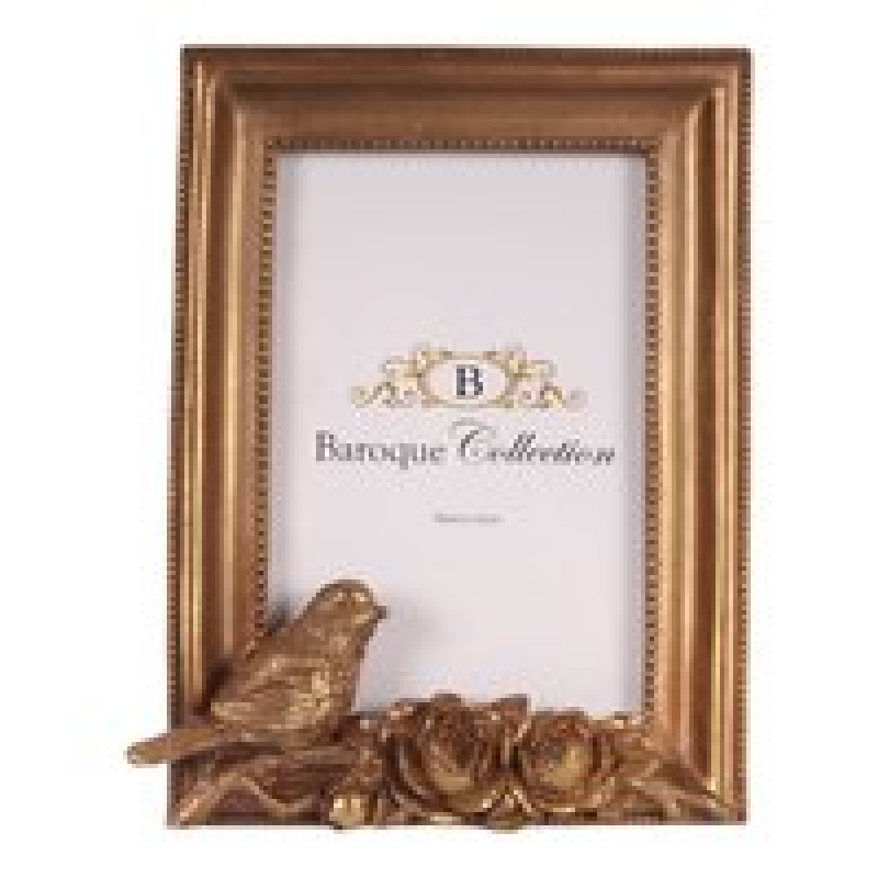 goudkleurige fotolijst vogel staand